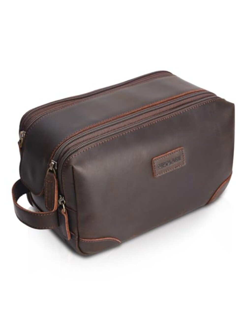 Full Grain Leather Travel Toiletry Bag Dopp Kit Large Cosmetic Case Shaving Kit